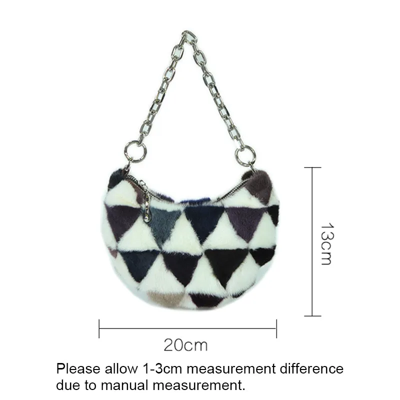 2022 New Lady Fashion Multicolor Shoulder Bags Real Mink Fur Handbags Purse Bags 7979