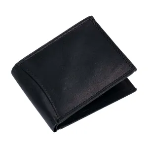 300796-BL Black Bifold Pass Case Leather Wallet with Flap | Style n Craft