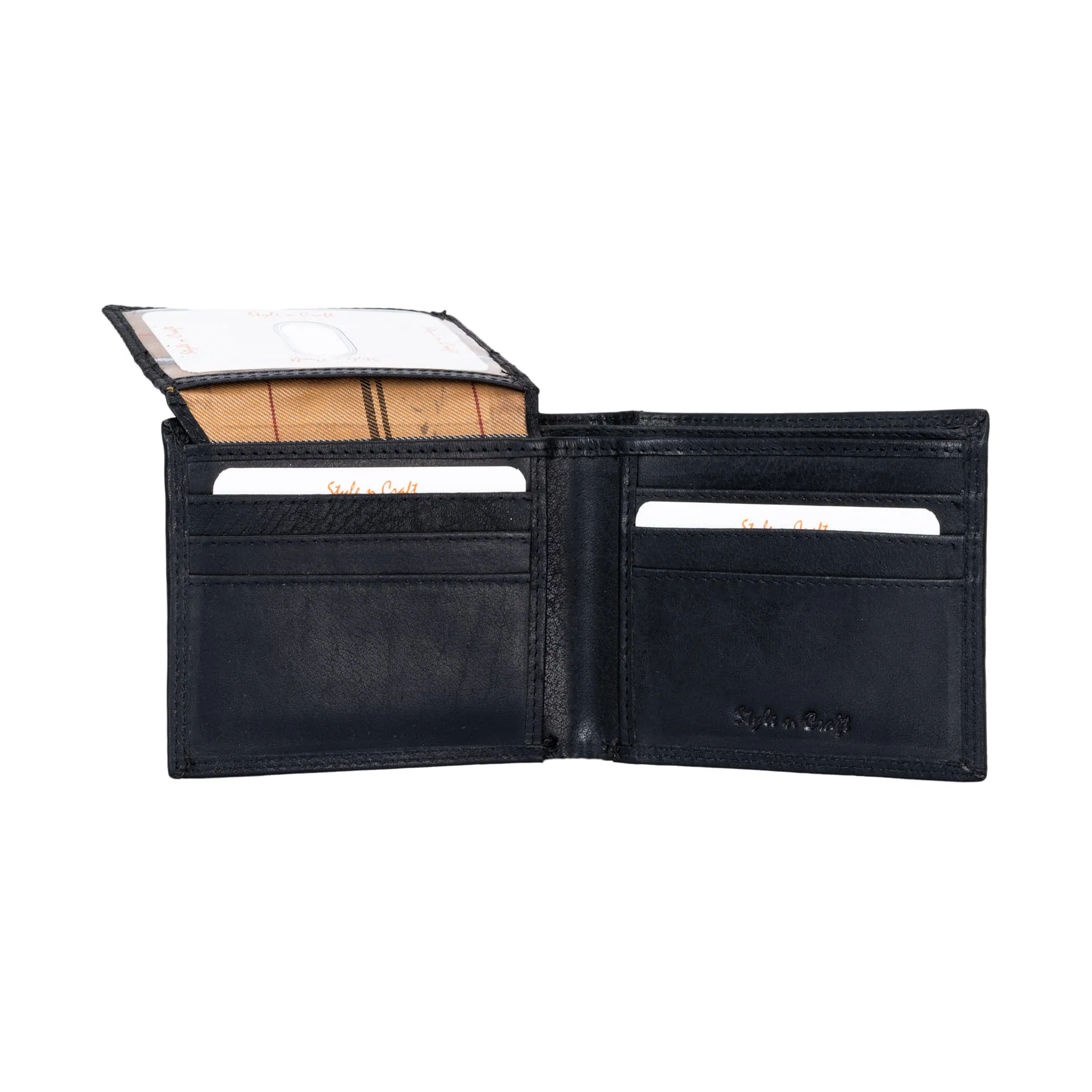 300796-BL Black Bifold Pass Case Leather Wallet with Flap | Style n Craft