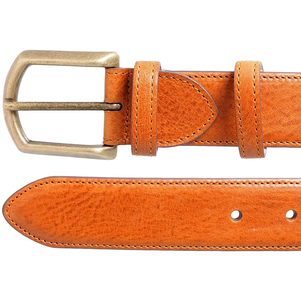 34 Mm Antique Buckle Leather Belt Tawny