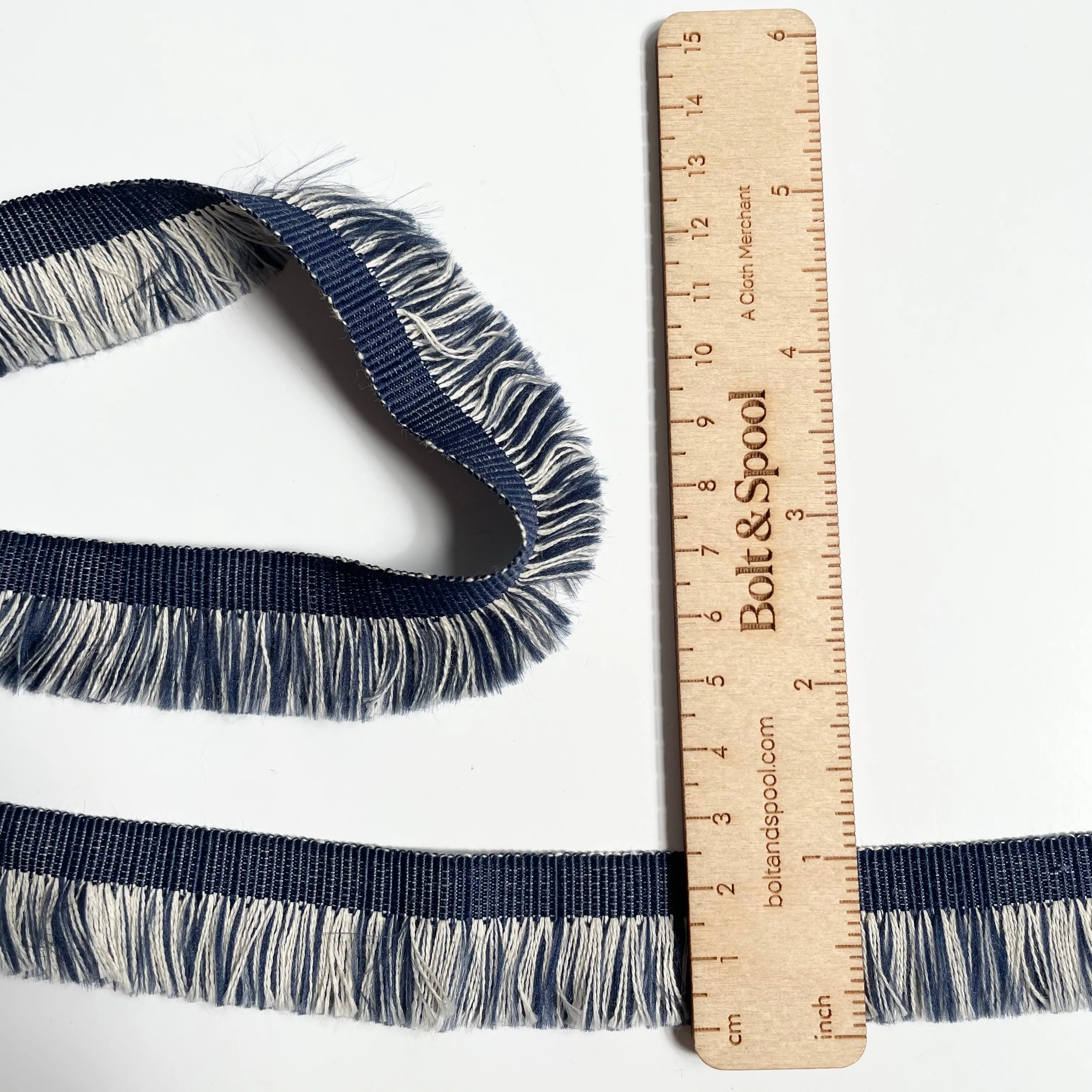 7/8 yard Remnant : Fringe Trim - Denim