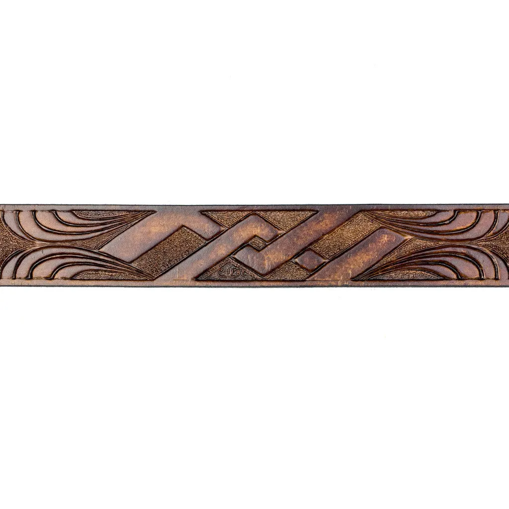 A220  1 1/2" Brown Geometric Belt