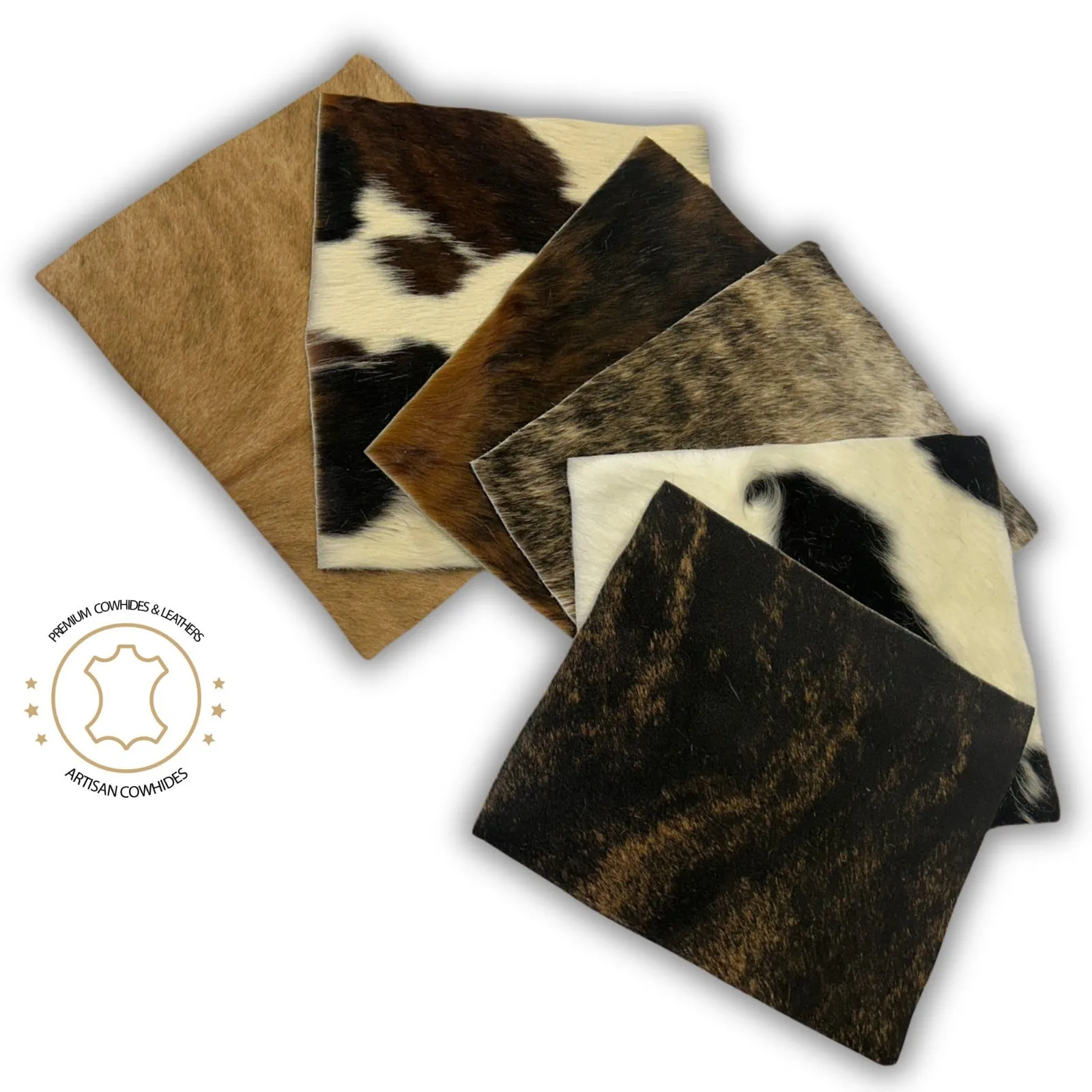 Assorted Hair-on Cowhide Pre Cut Pieces | 11"x9" & 12''x12'' inch Precuts Sheets for Crafts