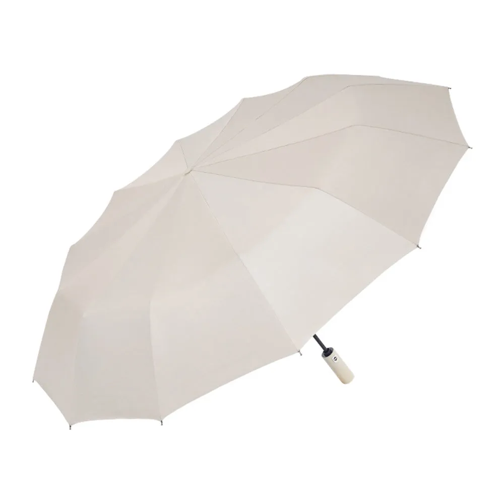 Automatic Folding Umbrella UV Protection Sun Umbrella with Safe Reflective Stripe Beige