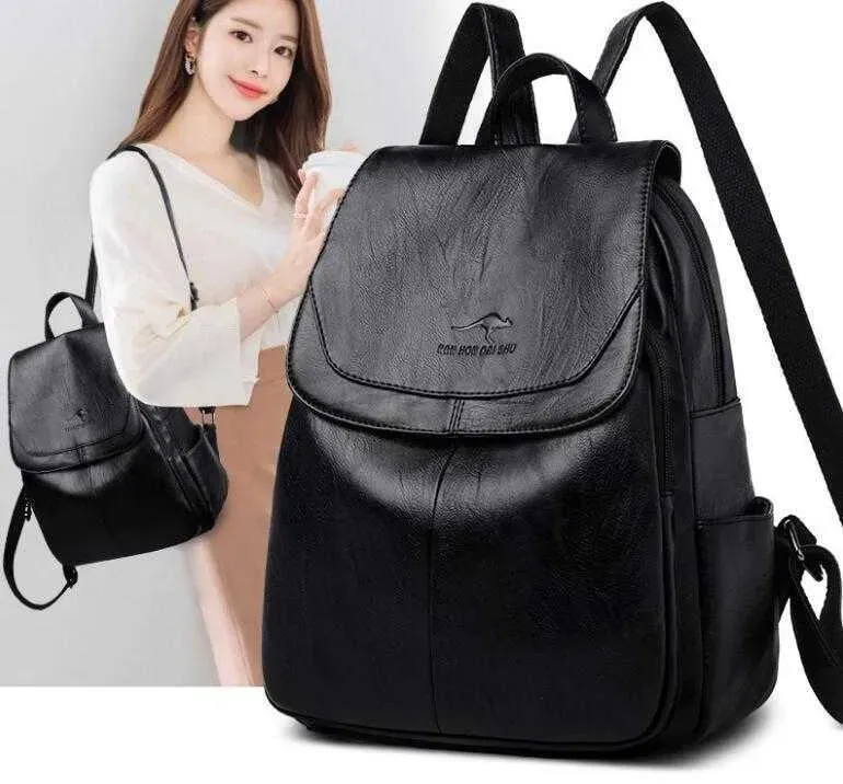 Backpack Style fashion Genuine Leather PU High capacity womens Backpack Outdoor Sport backpacks Cross Body kangaroo travelling bag Shoulder Bags Totes L9468-1