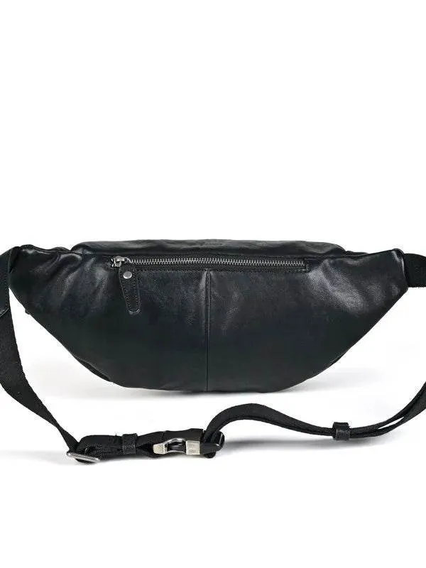 Big Size Leather Chest Bag Waist Pouch Real Cowhide Crossbody