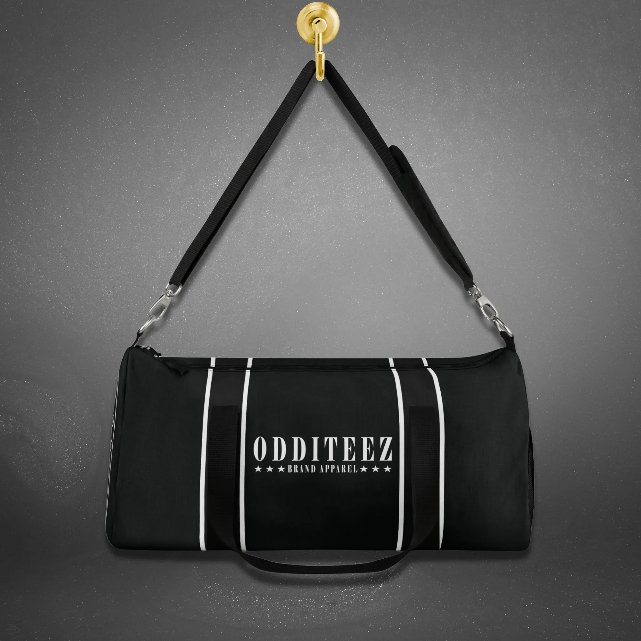 Black & White Star logo design, Black Small & Large Gym Duffel Bags