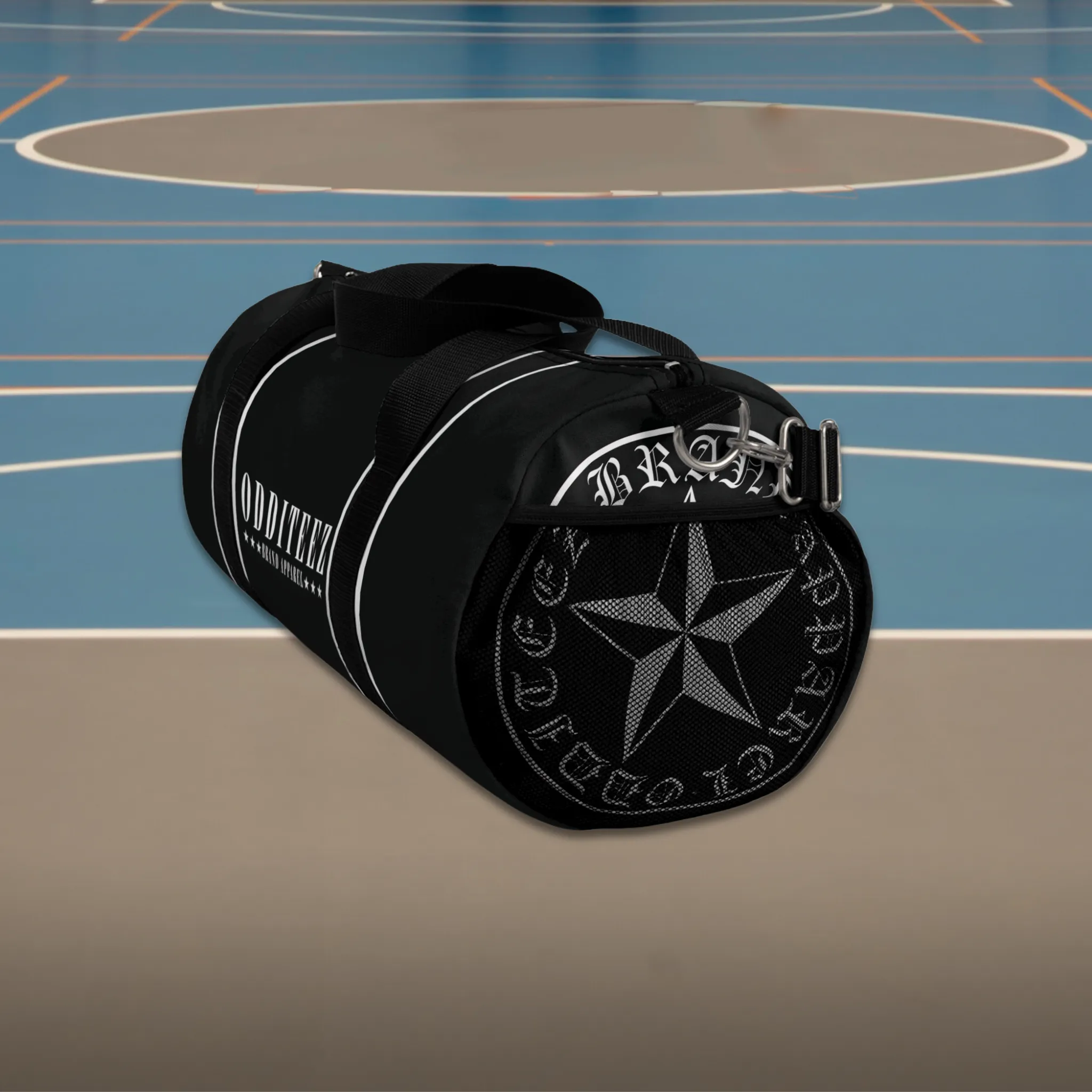 Black & White Star logo design, Black Small & Large Gym Duffel Bags
