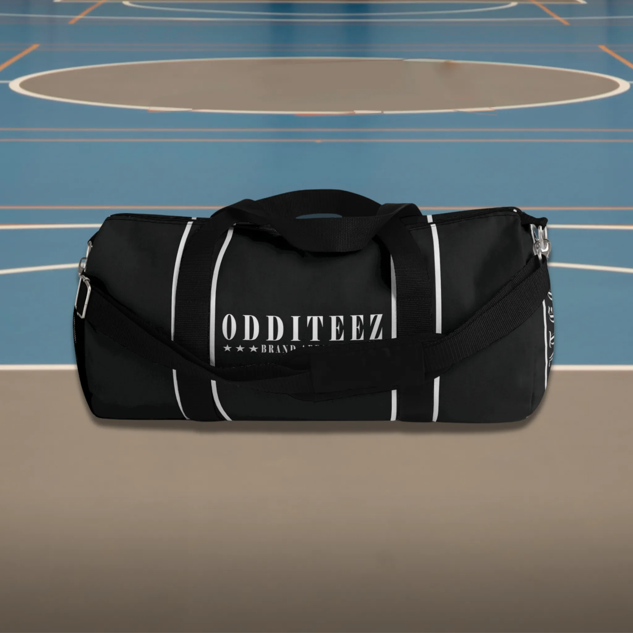 Black & White Star logo design, Black Small & Large Gym Duffel Bags