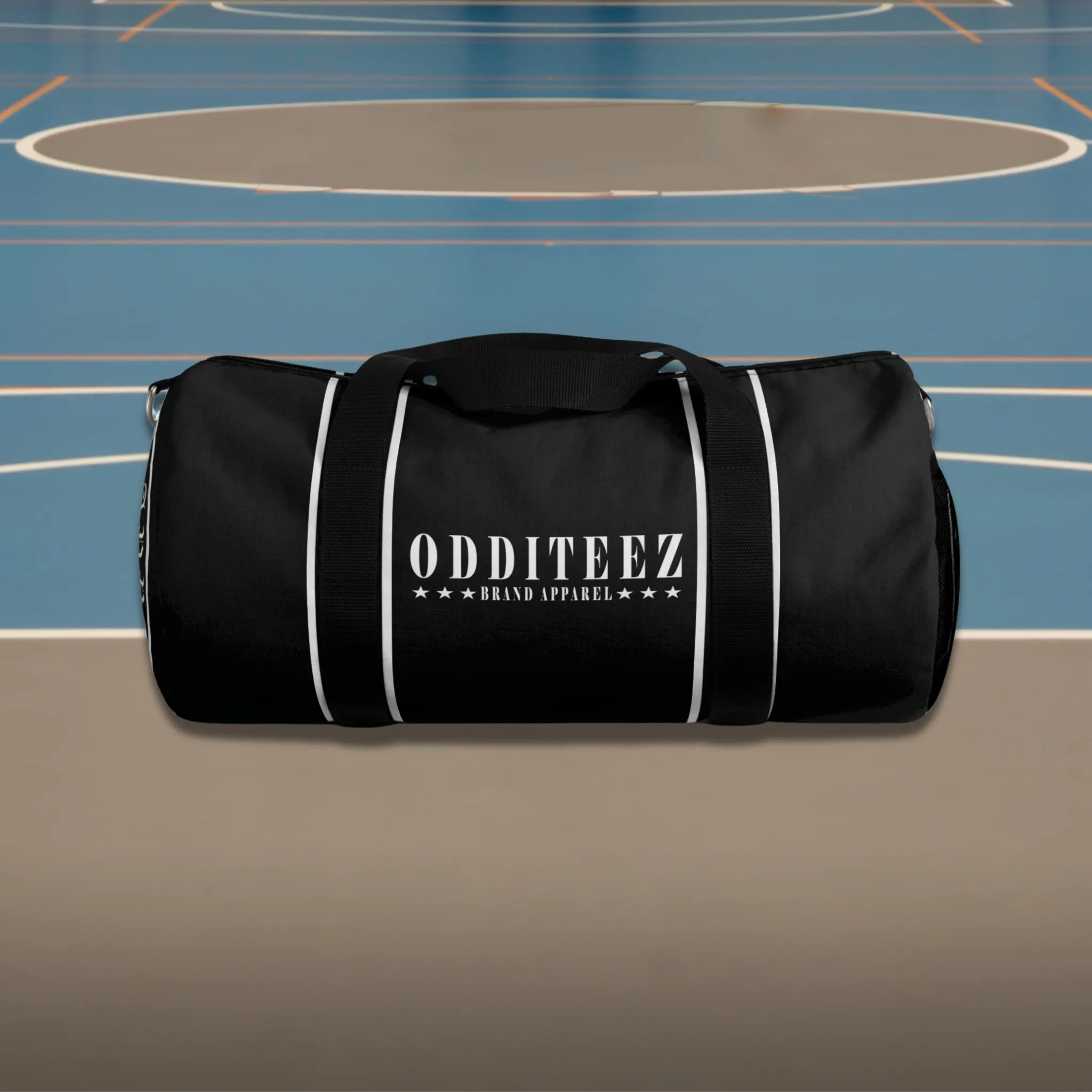 Black & White Star logo design, Black Small & Large Gym Duffel Bags