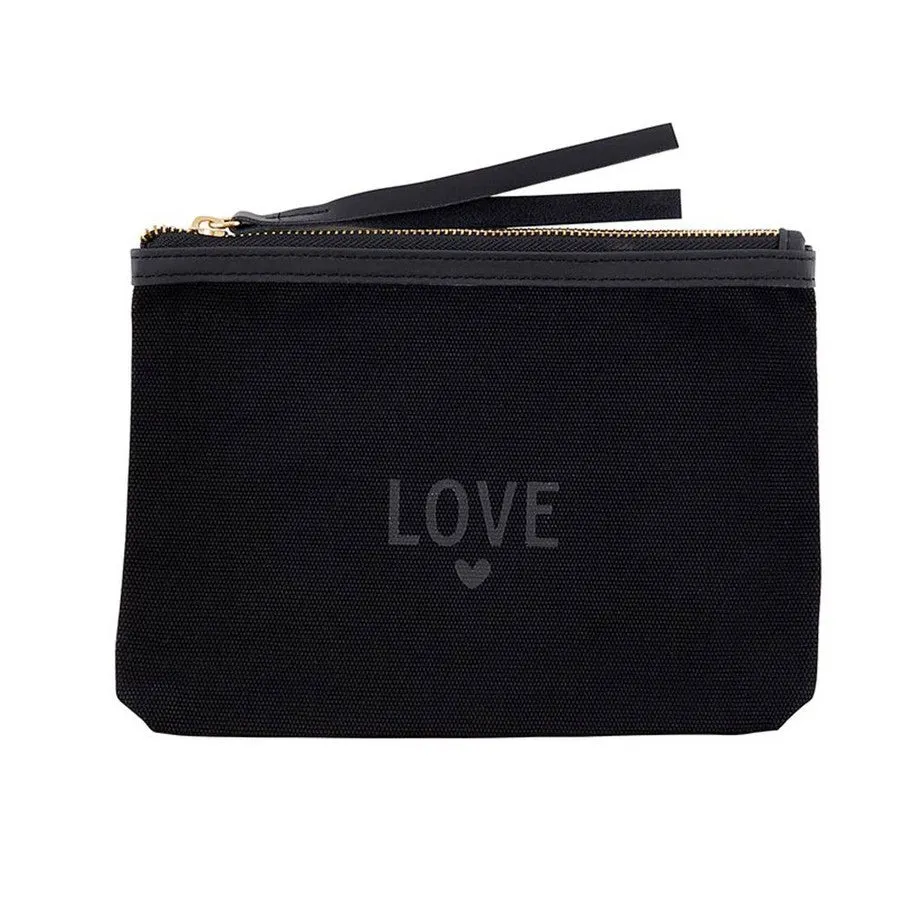 Black Canvas Pouch - Love