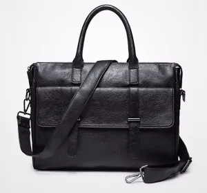 Black Men's PU Leather Briefcase