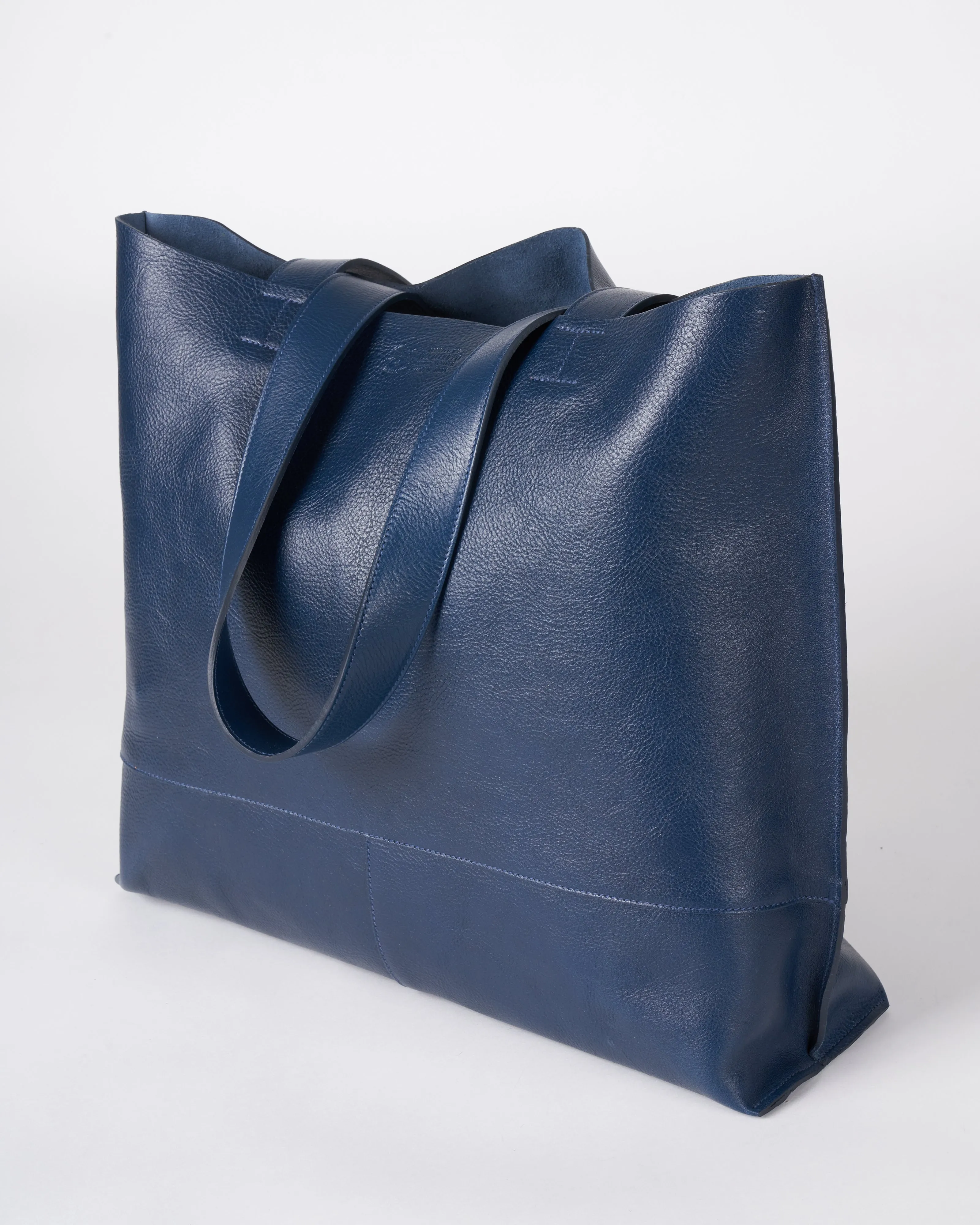 blu shoulder tote - blue leather