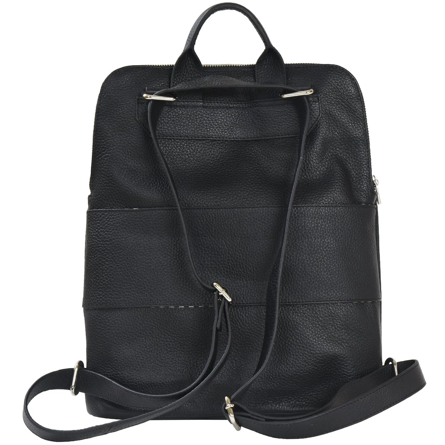 Blue Animal Print Leather Flap Pocket Backpack