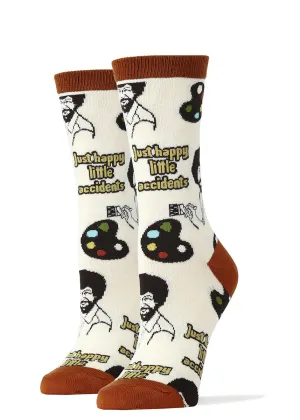 Bob Ross Happy Little Accidents Women's Crew Socks