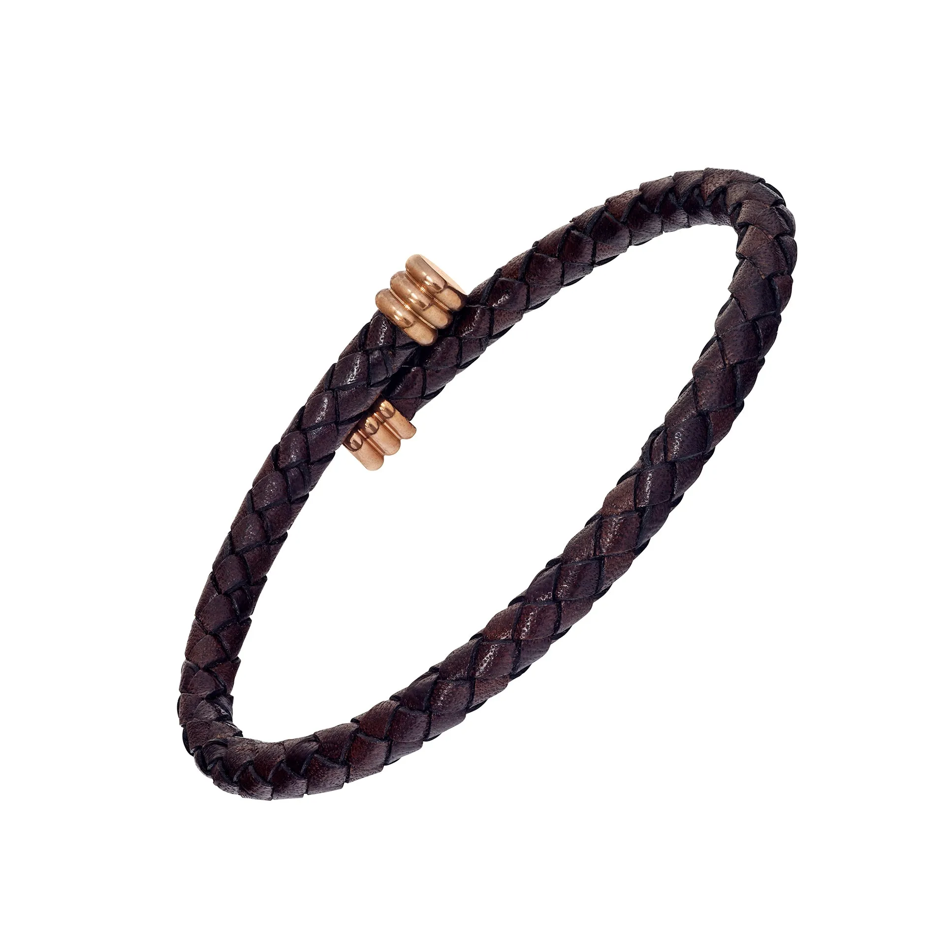 Braided Leather Bracelet with Flexible Spring Fit