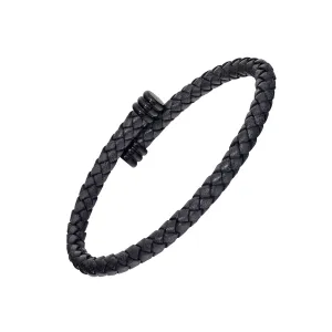 Braided Leather Bracelet with Flexible Spring Fit