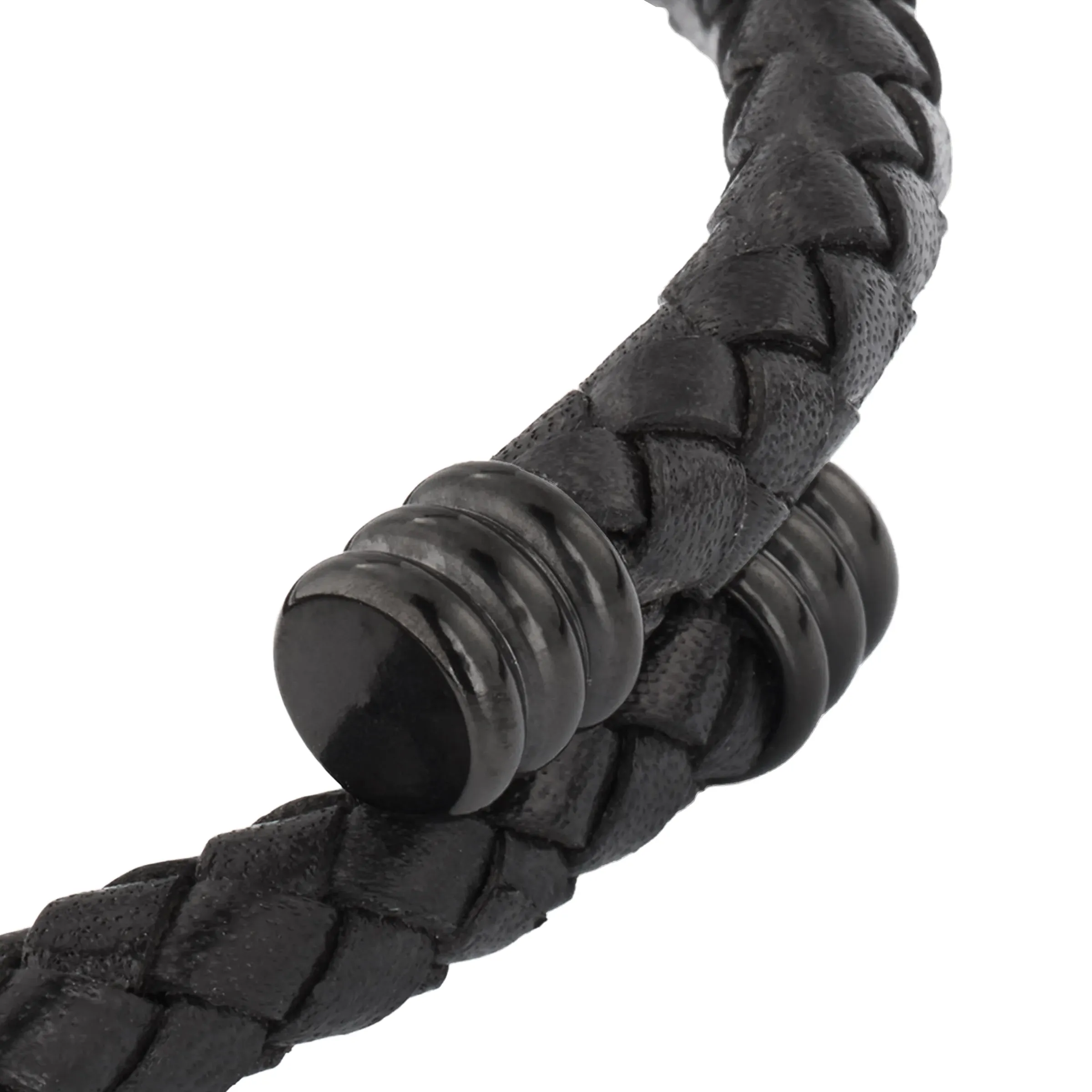 Braided Leather Bracelet with Flexible Spring Fit