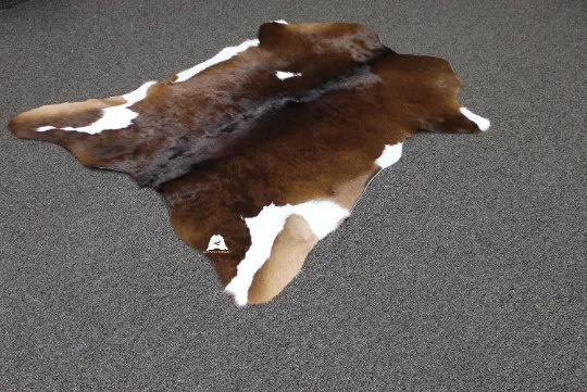 Brown & White  Calfskin Rug Size 3ft x 3ft - Premium Quality Cowhide Rug