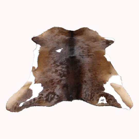 Brown & White  Calfskin Rug Size 3ft x 3ft - Premium Quality Cowhide Rug