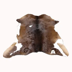 Brown & White  Calfskin Rug Size 3ft x 3ft - Premium Quality Cowhide Rug