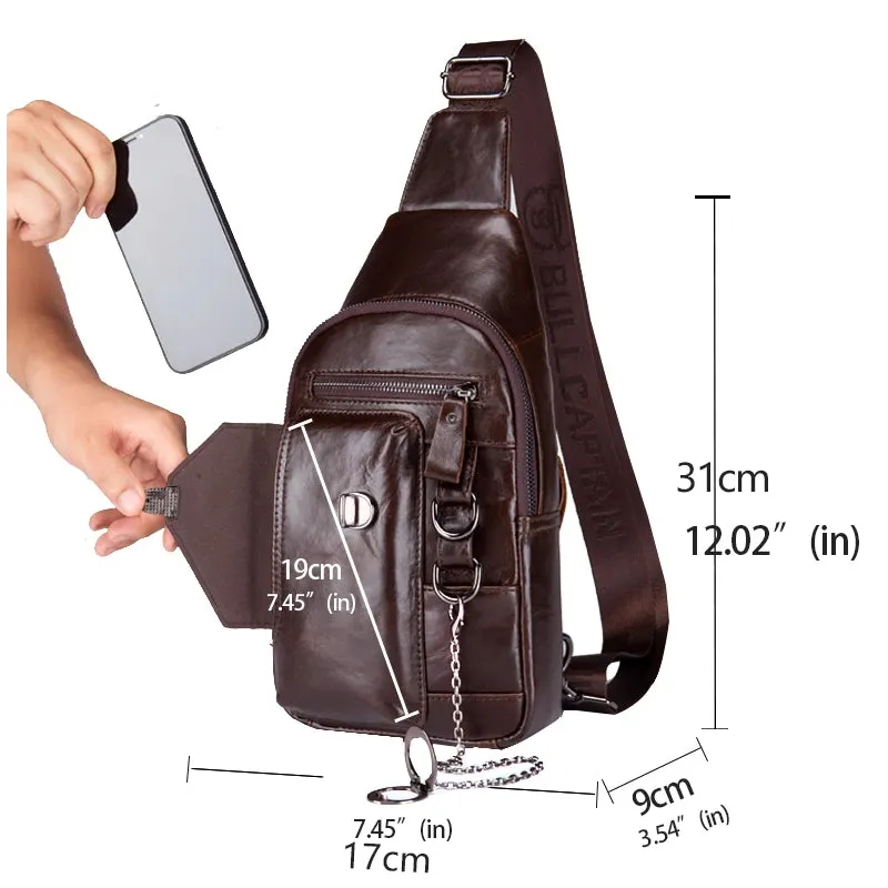 Brown Cow Genuine Leather Men Chest Bag