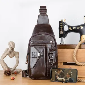 Brown Cow Genuine Leather Men Chest Bag