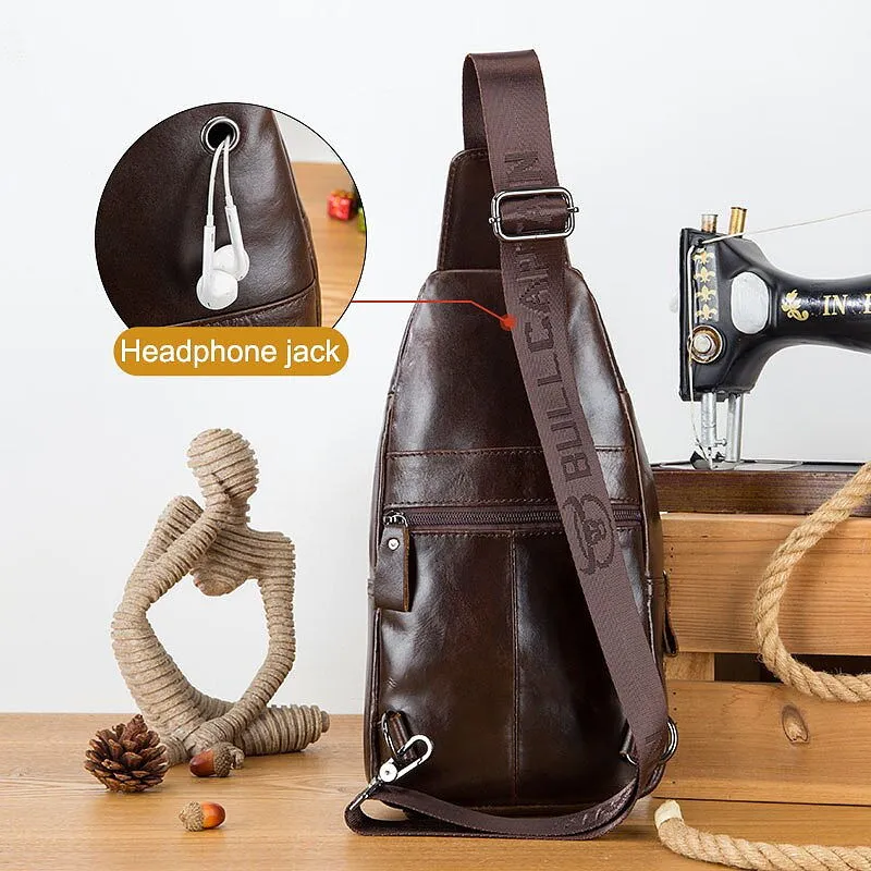 Brown Cow Genuine Leather Men Chest Bag
