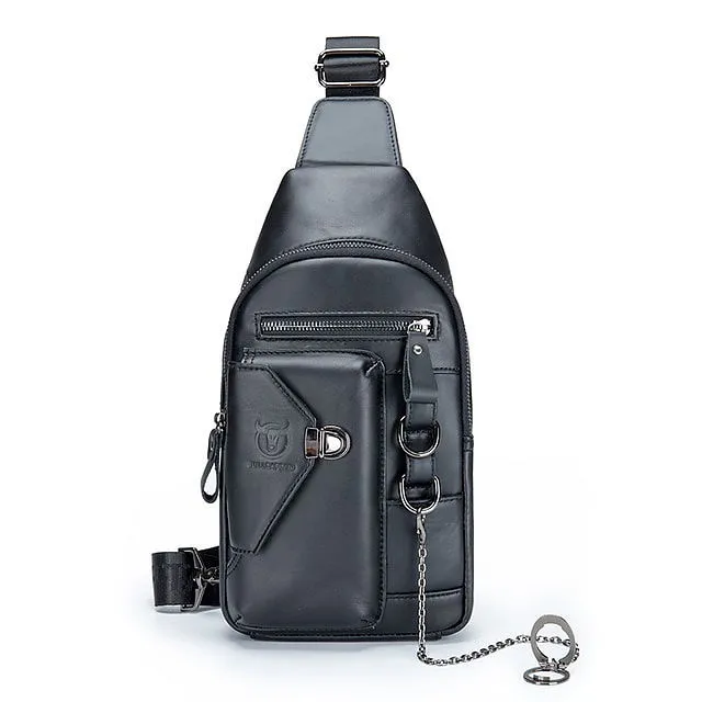 Brown Cow Genuine Leather Men Chest Bag