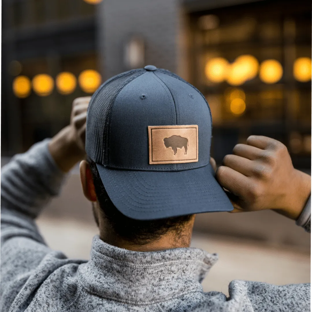 Buffalo Hat | Leather Patch Trucker Hat