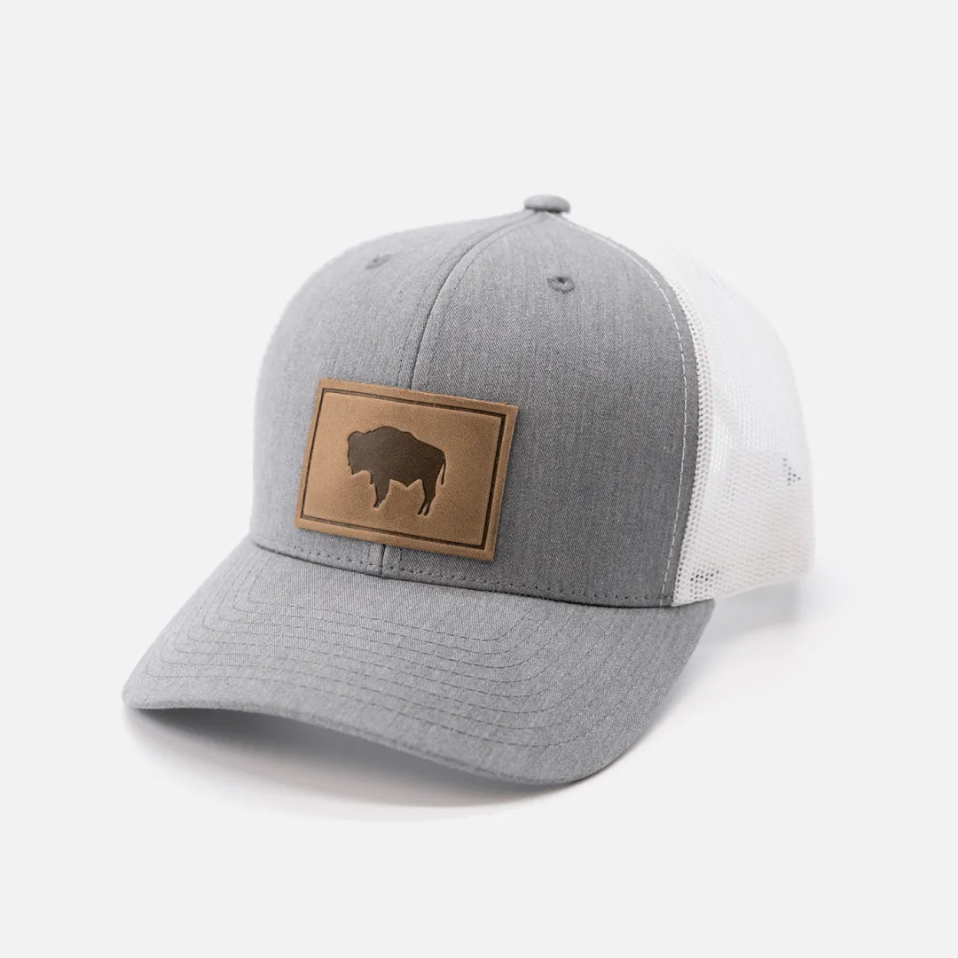 Buffalo Hat | Leather Patch Trucker Hat