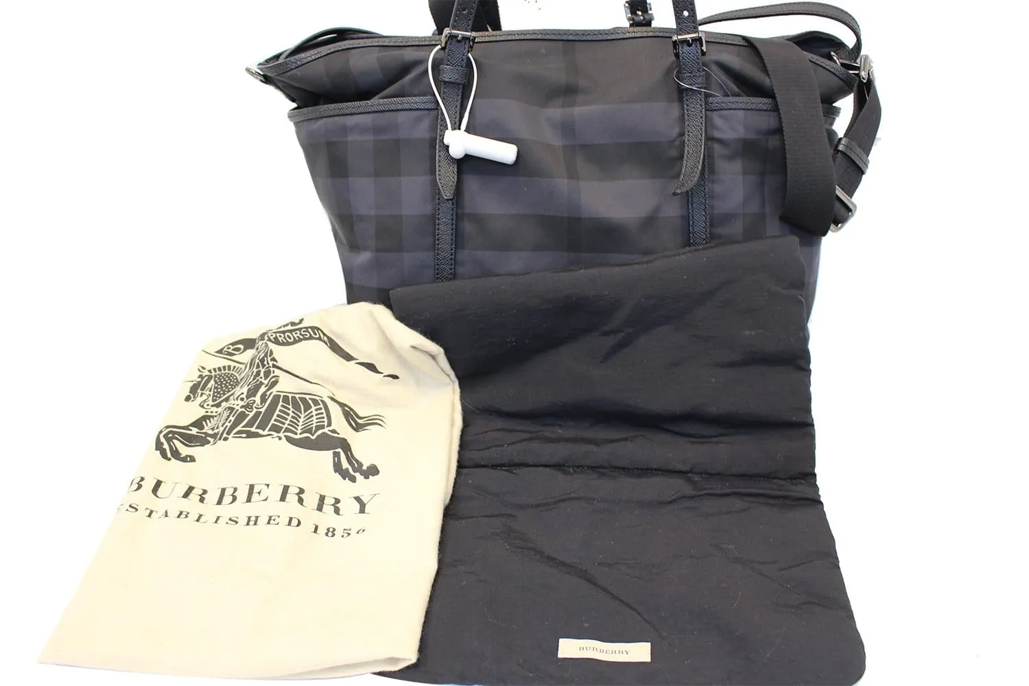 BURBERRY Graceford Tonal Check Diaper Shoulder Bag