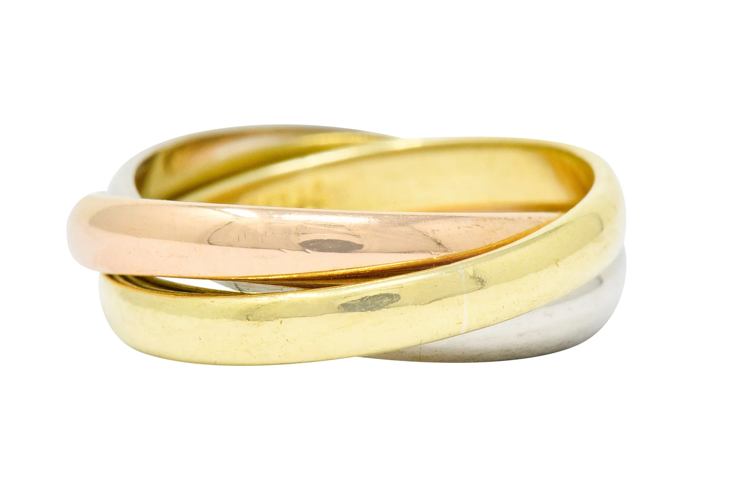 Cartier 18 Karat Tri-Colored Gold Unisex Trinity Rolling Ring