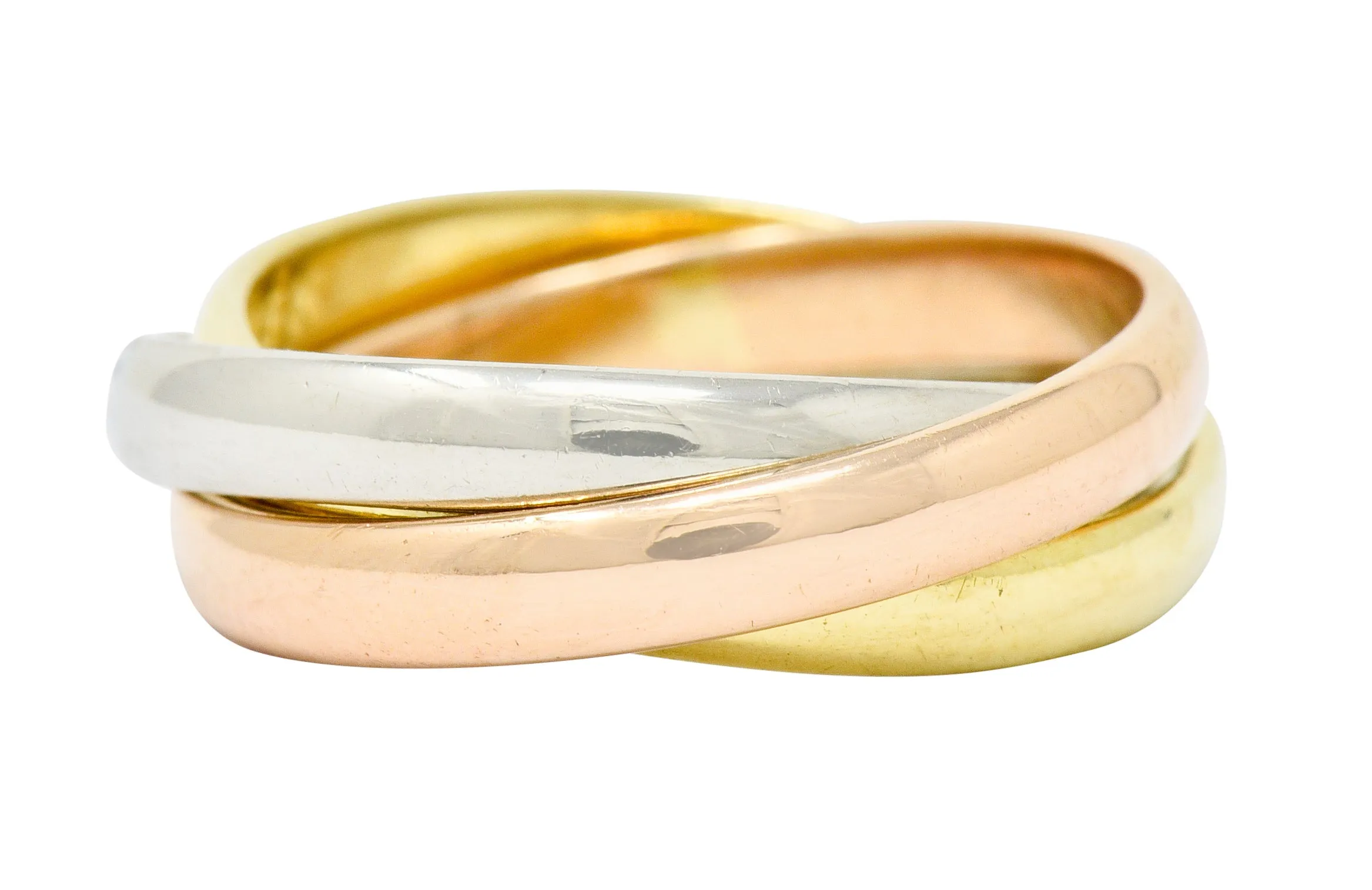 Cartier 18 Karat Tri-Colored Gold Unisex Trinity Rolling Ring