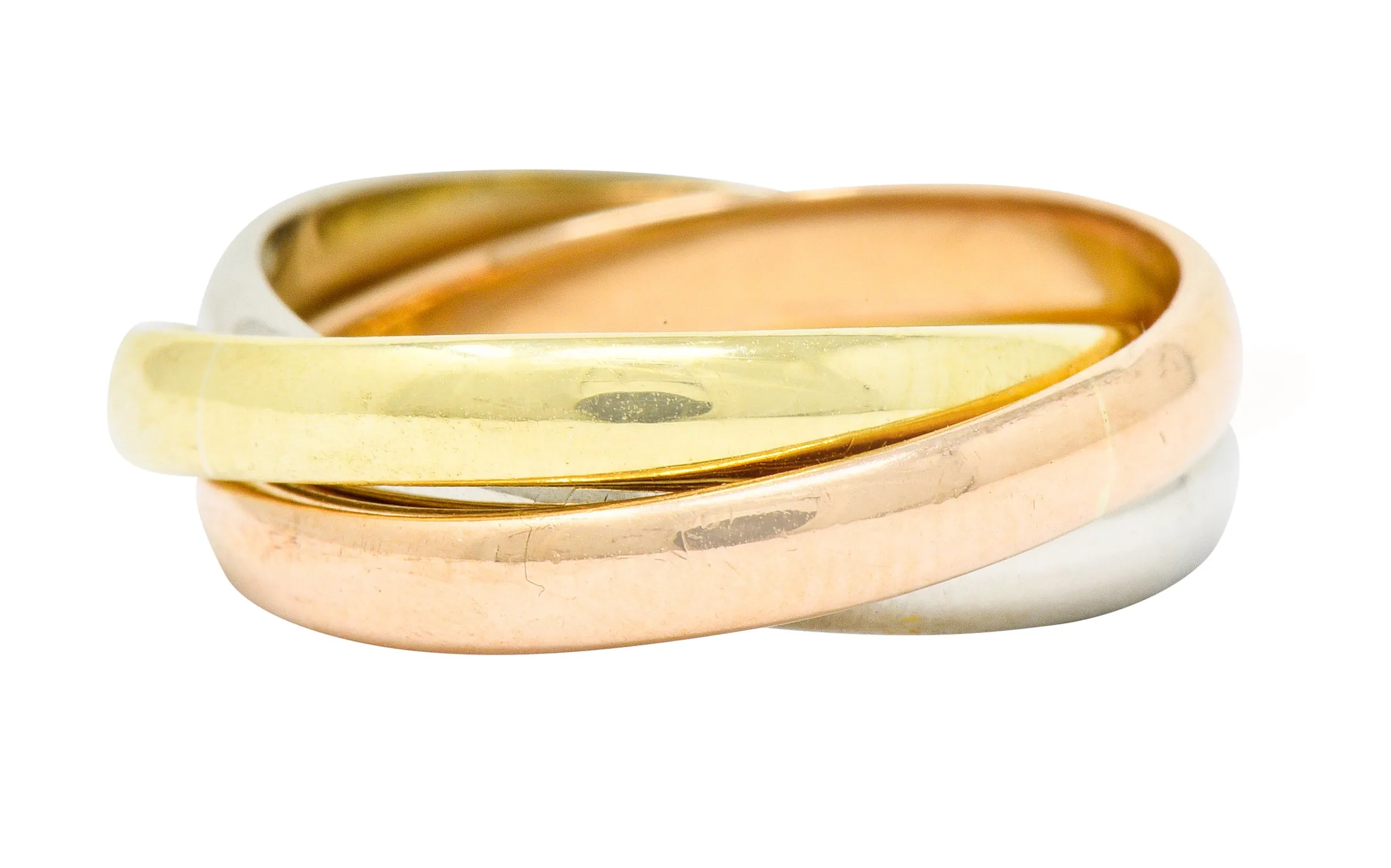 Cartier 18 Karat Tri-Colored Gold Unisex Trinity Rolling Ring