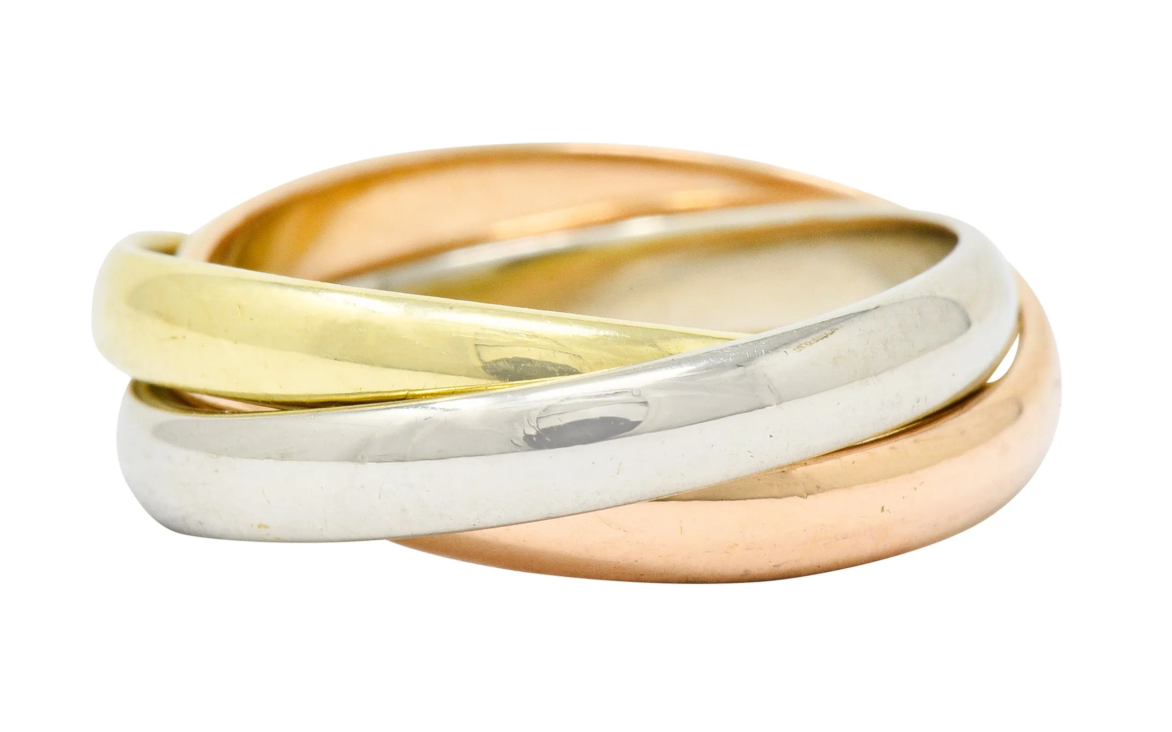 Cartier 18 Karat Tri-Colored Gold Unisex Trinity Rolling Ring