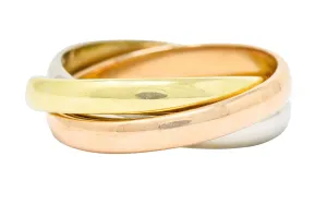 Cartier 18 Karat Tri-Colored Gold Unisex Trinity Rolling Ring
