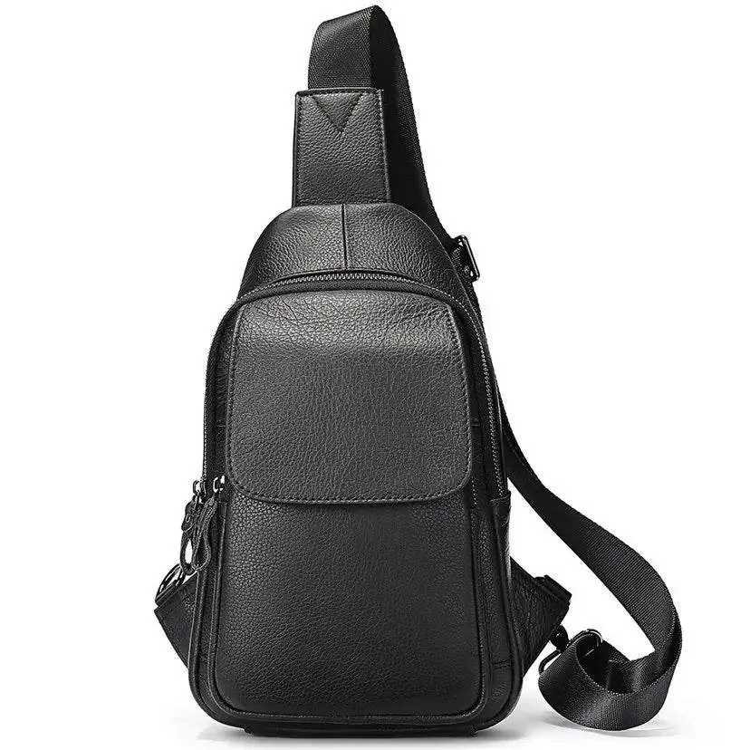 Casual Men Bags Leather Chest Bag Crossbody Cowhide Shoulder