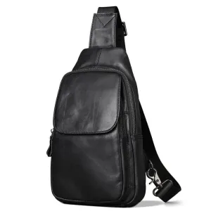 Casual Men Bags Leather Chest Bag Crossbody Cowhide Shoulder