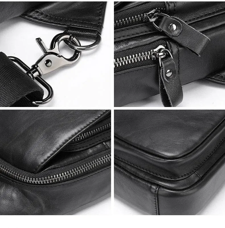 Casual Men Bags Leather Chest Bag Crossbody Cowhide Shoulder