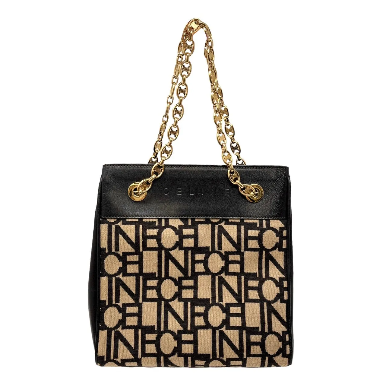 Celine Black Logo Chain Shoulder Bag
