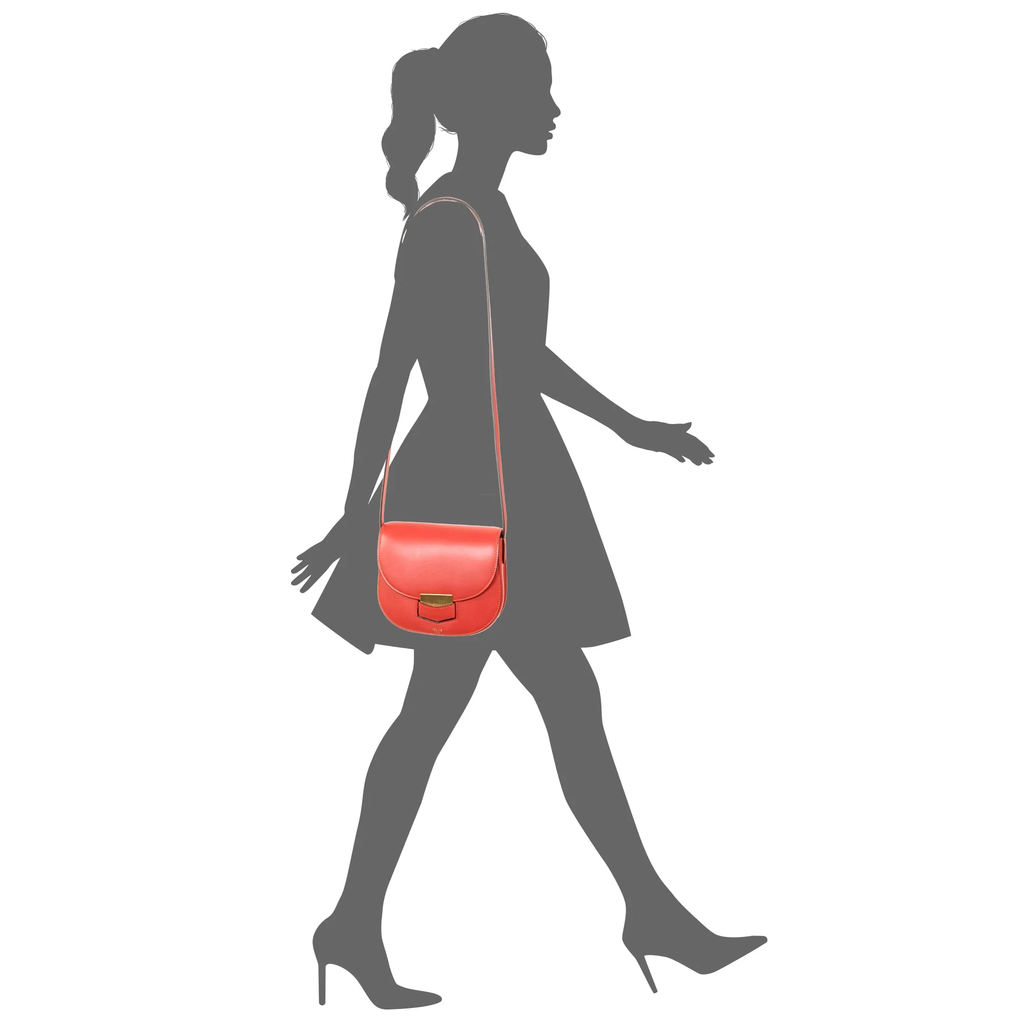 Celine Trotteur Small Red Calfskin Leather Crossbody Handbag