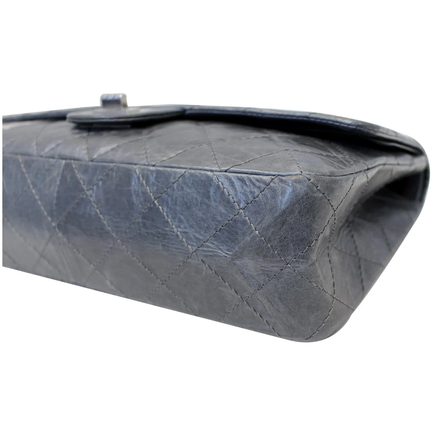CHANEL 2.55 Reissue Mademoiselle Lock Calfskin Leather Shoulder Bag Grey