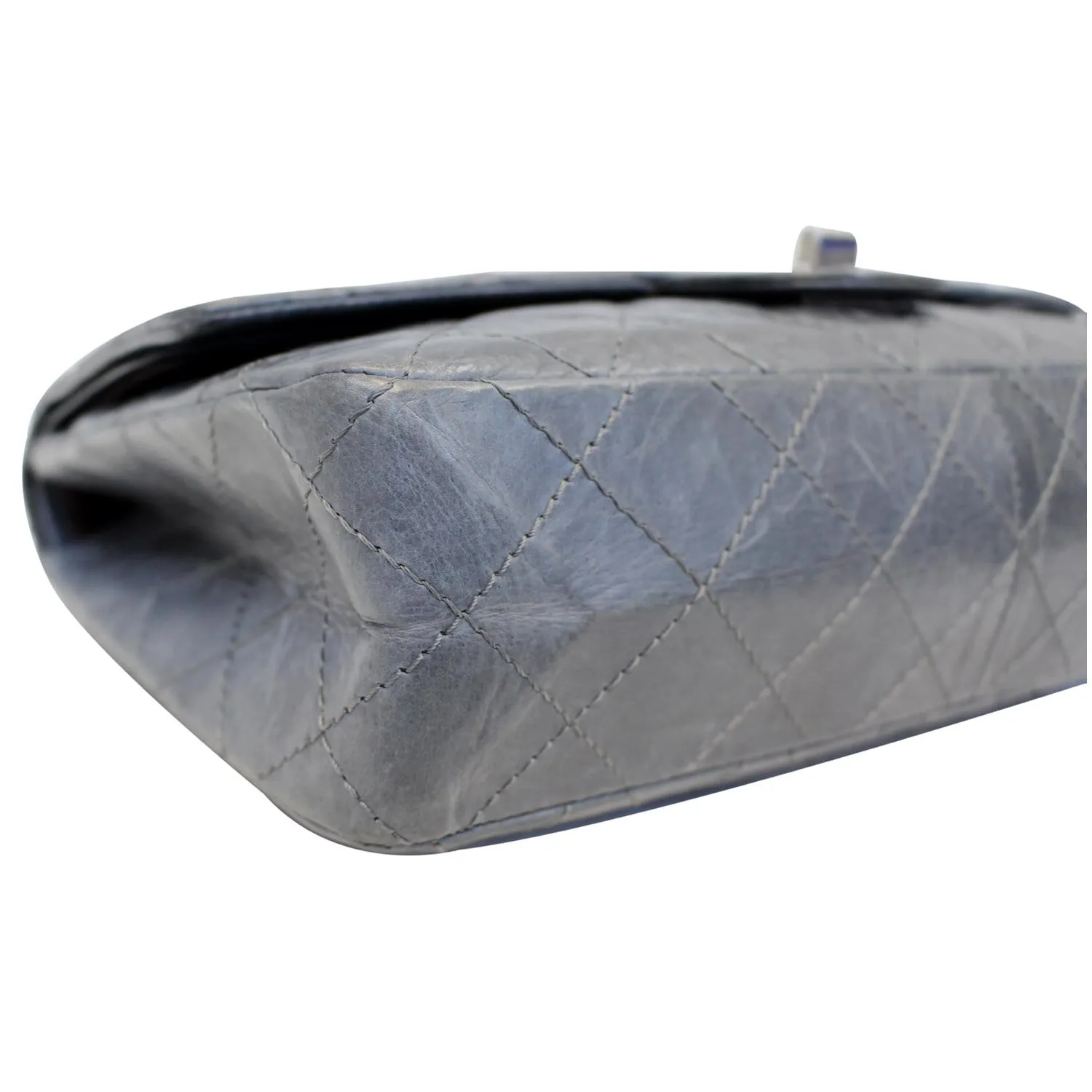 CHANEL 2.55 Reissue Mademoiselle Lock Calfskin Leather Shoulder Bag Grey