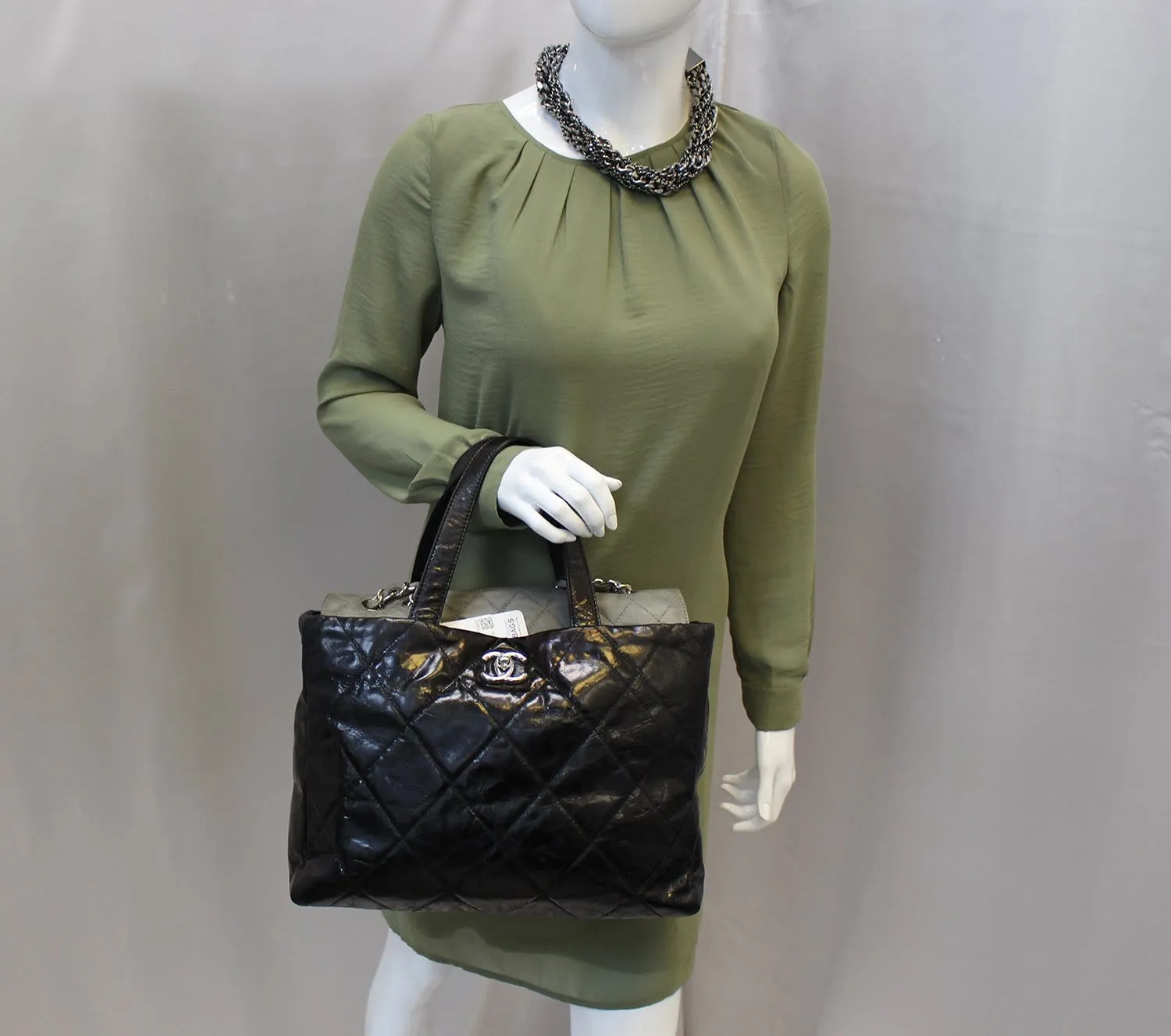 CHANEL Black Leather 2 Way Tote Bag - Sale