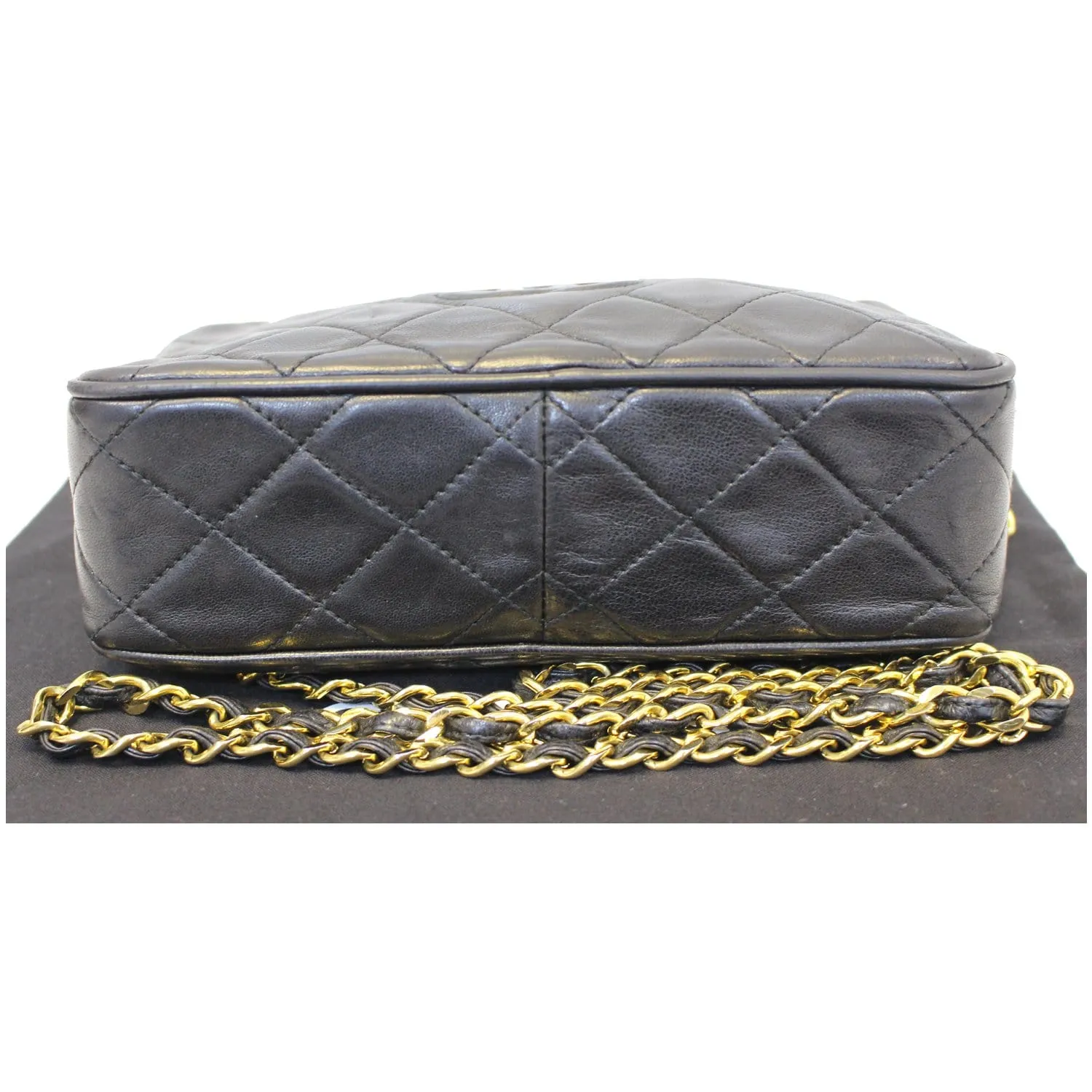 CHANEL Camera Tassel Lambskin Leather Shoulder Bag Black