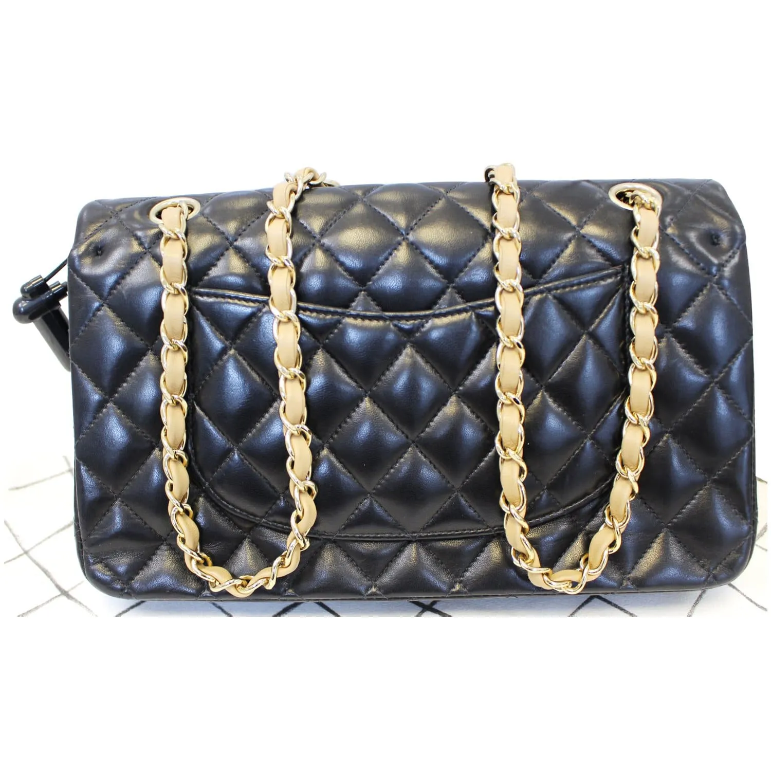 CHANEL Classic Jumbo Quilted Lambskin Leather Double Flap Shoulder Bag
