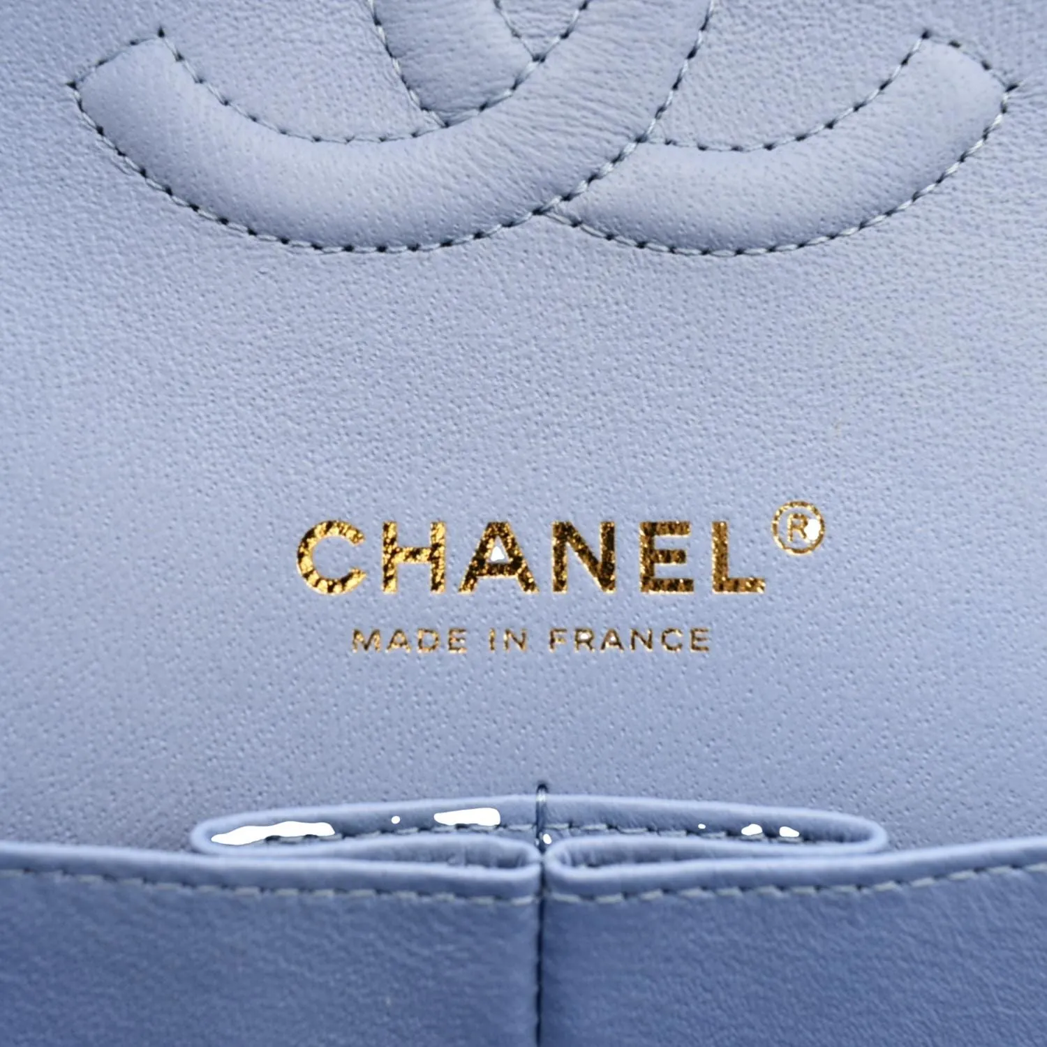 Chanel Classic Medium Double Flap Quilted Leather Shoulder Bag Light Blue
