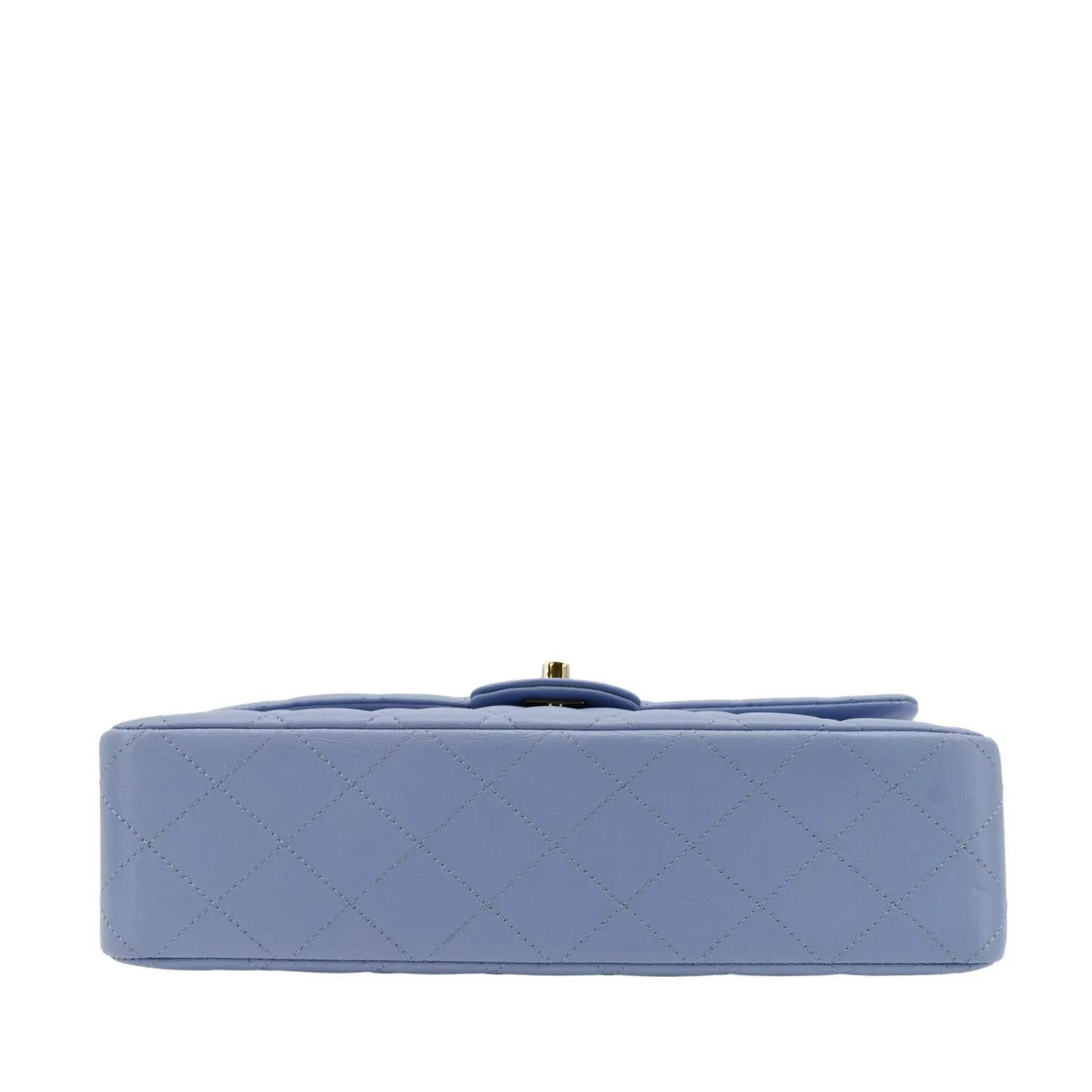 Chanel Classic Medium Double Flap Quilted Leather Shoulder Bag Light Blue