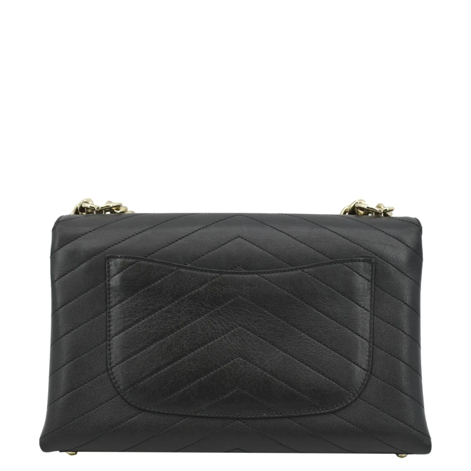 CHANEL Coco Flap Chevron  Stitched Leather Shoulder Bag Black